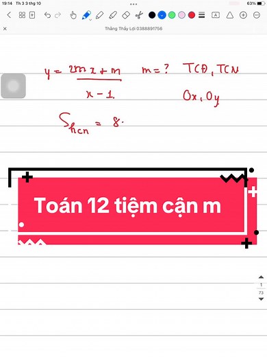 Cách tìm M cho hàm số tiệm cận trong Toán lớp 12
