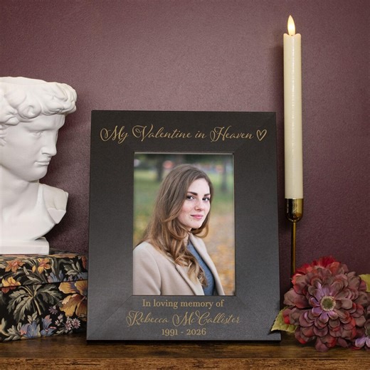 Valentine in Heaven Memorial Picture Frame | Loss of Partner Valentine's Day Gift | Custom Photo Display - Etsy