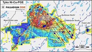 Palladium One Mining Announces Drilling of the Award Winning Tyko Nickel-Copper-Cobalt Project, Canada