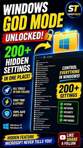 Windows God Mode (200+ Hidden Settings)