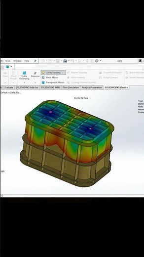 Plastic inject simulation solidworks, mould preparation using substract #shorts #solidworks #mould