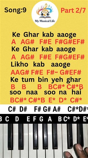 Sandese Aate Hai Hame Tadpaate Hai Piano Tutorial Part 2/7 #mymusicallife #piano #sandeseaatehai