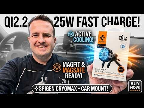 Spigen CryoMax MagFit Qi2.2 25W MagSafe Wireless Car Mount Charger – Phone Holder with Cooling Fan