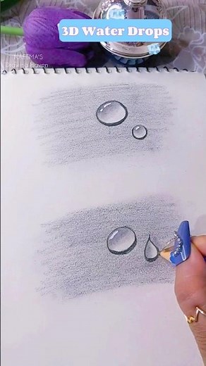 3D Water Drops Art Tutorial | How to draw Realistic 3D Droplets💧✏ #shorts