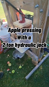 4.5M views · 51K reactions | This might be the last clip I have for the apple pressing. Using a hydraulic jack. Probably my 2nd favorite method. Hand turning is still my favorite Watch the rest of the clips on my page! #applepress #apple #cider | House_mercantile | Facebook