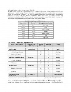 Differential Ability Scales Template (DAS-II) & (DAS-II NU)