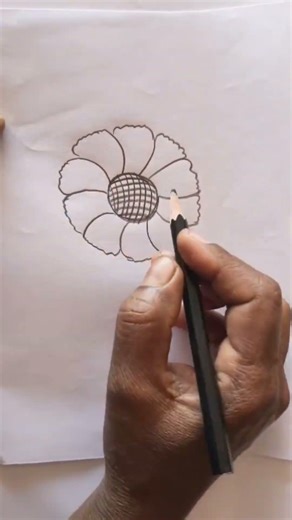 Simple Flower Drawing with Black Pencil ✏️🌸 | Easy Art