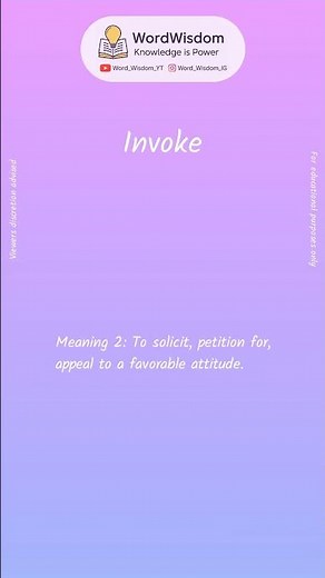 What does "Invoke" mean? | English vocabulary shorts | #invoke #wordwisdom