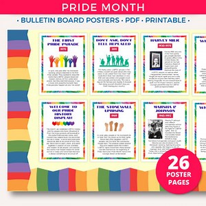LGBTQ  Pride Month Bulletin Board Posters, Civil Rights History Summer Decor