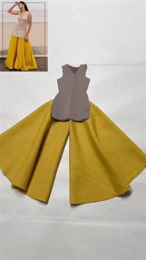 Full circle plaza with Kurti cutting easy trick ￼#plazo #kurti #easycut