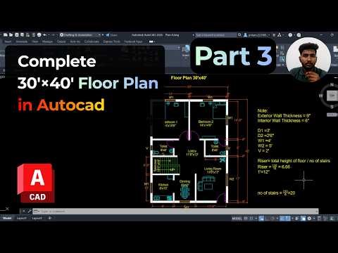 30×40 Floor Plan in AutoCAD (Part 3) | Dimensions, Text & Final Drawing