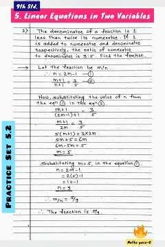 Practice Set 5.2 Answers | Class 9 Algebra