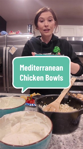 Mediterranean chicken bowls for dinner tonight 🫒🍋 I tried the McCormick Greek Gyro seasoning kit because it includes seasoning for both the chicken and the tzatziki sauce… and listen, the chicken seasoning? Totally fine. The tzatziki packet? Absolutely not. Hard no. 😂 So I pivoted and made my own tzatziki (Greek yogurt, cucumber, garlic, lemon, dill—way better). Sometimes boxed shortcuts work, sometimes you just have to trust yourself and fix it. Still ended up with an easy, fresh, protein-pa