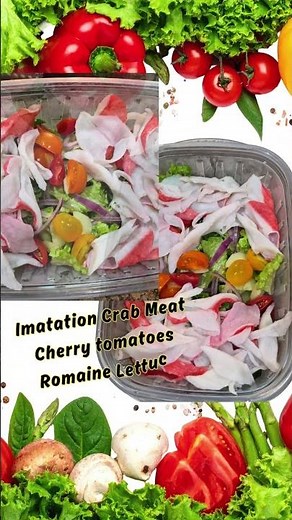 Healthy Imitation Crab Salad🥗 | Romaine lettuce, Cherry Tomatoes & Purple Onions!