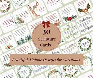 Christmas Scripture Cards Printable, 30 Bible Verse Cards, Christian Holiday Encouragement, Bible Promises, Faith Gifts, Religious Cards - Etsy