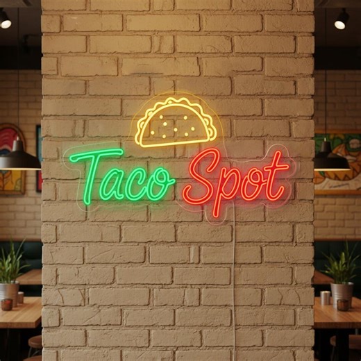 Taco Spot Neon Sign Mexican Restaurant Bar Kitchen Wall Decor - Etsy
