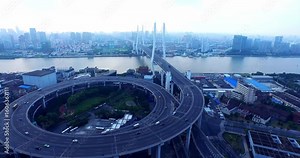 Exploring the stunning architecture of nanpu bridge over the huangpu river in shanghai