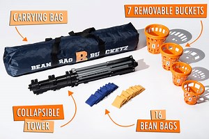 Bean Bag Bucketz: Bean bag tossing lawn game.