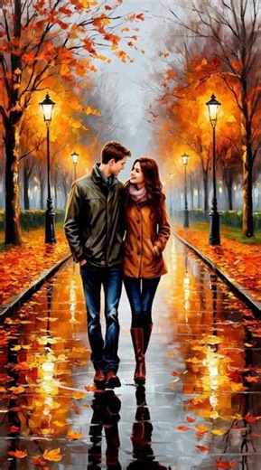 Влюбленная пара идет по парку | Видео футаж | Shorts