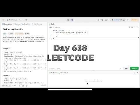 Day 638: LeetCode Problem 561. Array Partition - Swift