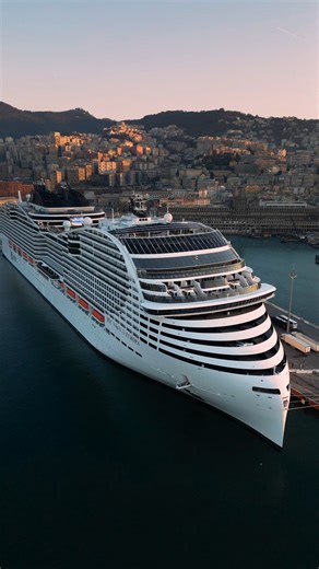 MSC World Europa on the Italian Riviera? Yes, please 🌅 As golden hour sets over the historic Genoa port, you're docking for a journey of discovery 🌍 #MSCCruises #MSCWorldEuropa #Genoa | MSC Cruises