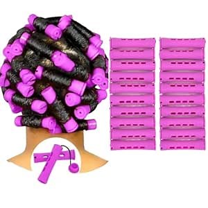 YOROSTAR 20pcs Purple Plastic Perm Rods Set for Natural Hair Cold Wave Rods Hair Curlers Rollers for Long Short Women's Hair DIY Hairdressing Tools