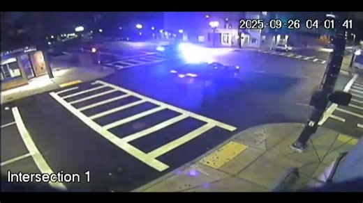 WATCH: Surveillance video shows collision between police cruiser and car in early morning Boston crash