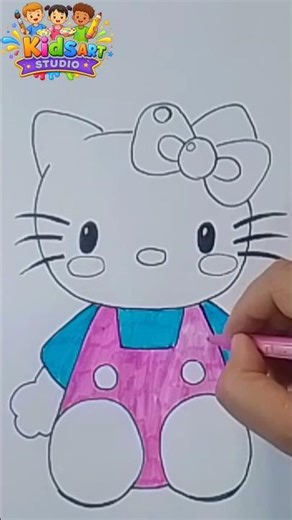 how to color Hello kitty 😸 easley Step by Step كيفية تلوين هلو كيتي خطوة بخطوة #drawing #coloring