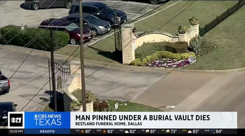 Man pinned under burial vault in Dallas dies