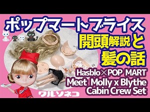 581 POPMARTブライス 開頭解説と髪,植毛考察 Meet Molly x Blythe Cabin Crew Set Hasbro x POP MART モリー×ブライスキャビンクルーセット