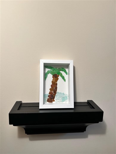 Palm Tree Beach Sea Glass Framed Art 4x6 - Etsy