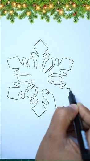 Christmas Snowflake in One Line ❄️ Creative Drawing Idea