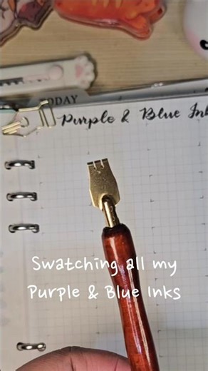 Swatching all my Purple & Blue Inks. | Iroful paper | Poster Nib Calligraphy dip pen