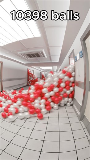 Hospital quickly filled with over 10000 balls intense blender simulation 🔥#blender #blender3d