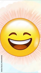 Funny laughing emoticon expression: Funny and cheerful smiling face that laughs and shows happiness Stock Video