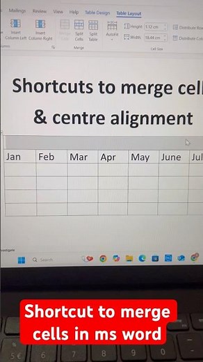 Shortcut to merge cells in ms word #shorts #shortvideo #youtubeshorts #msword #computereducation