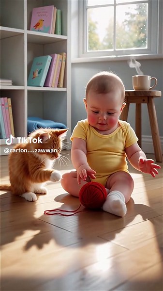 Cute babies playing with cat#kidstiktok #kidscartoon #kidsplaytime #kidssong #viralvideo