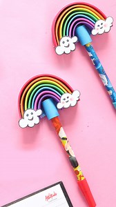 Brighten up your pencils with this adorable rainbow topper! 🌈✏️ Easy and fun to make! #diyRAINBOW #penciltopper #crafttutorial | D.I.Yay