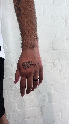 Small Hand Rose Tattoo for Men