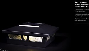 Classy Caps SLX772B 6x6 Black Aluminum Oxford Solar Post Cap – High-Performance Solar Lighting, 2 LEDs, Durable Cast Aluminum, Decorative Glass Lens, Easy DIY, Fits 6"x6", 5.5"x5.5", 5"x5"