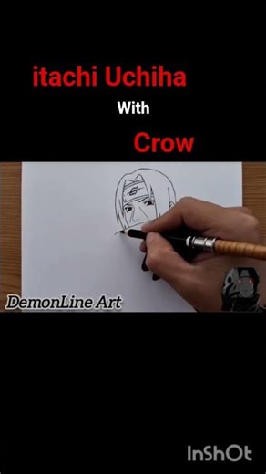 how to draw Itachi Uchiha with crow drawing tutorial step by step DemonLine Art #drawingbirds
