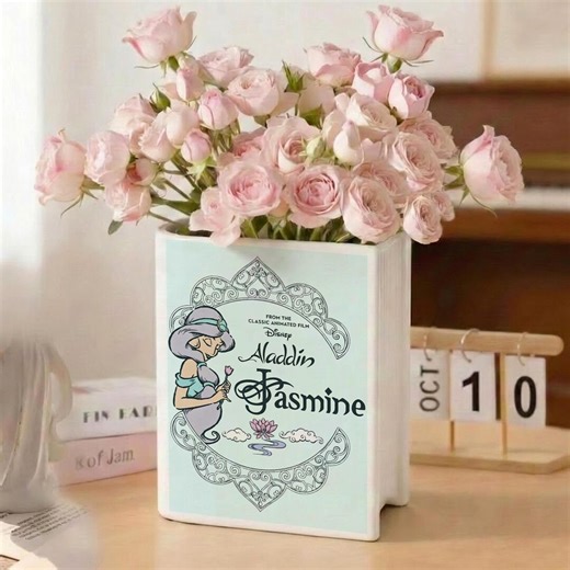 Aladdin Inspired Book Vase, Jasmine Princess Ceramic Vase, Arabian Fairytale Decor,personalized Disney Princess Vase,fantasy Bookshelf Decor - Etsy