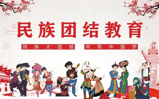 【PPT模板】多个民族人物背景的民族团结教育PPT模板