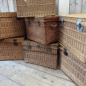 Original Large French Linen Wicker Baskets - Etsy