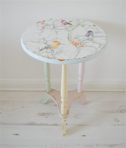 Hand Painted Bird Table: Whimsical Decoupage Shabby Chic End Table - Etsy UK