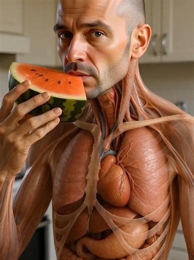 What happens while eating watermelon 🍉 inside your body? 🤔 #humanbody #health #science #anatomy #watermelon