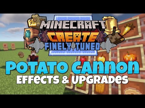Minecraft Create Mod 0.3.2 Potato Cannon (All Effects & Upgrades)