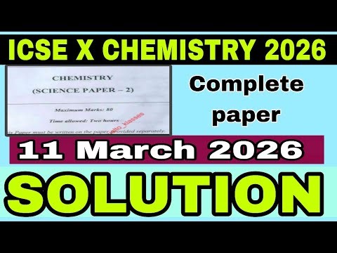 ICSE 10th chemistry Paper solution 2026 | ICSE Class 10th chemistry exam solution 2026 | chemistry