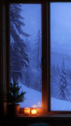 Snowy Mountain Cabin Window ❄️ Cozy Winter Ambience #studyambience #sleepambience #relax