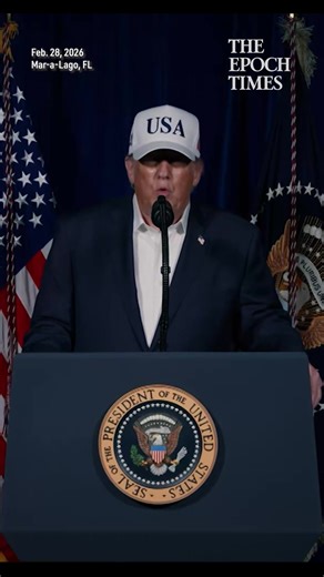 Trump’s Statement on US Military Operations in Iran-"U.S. President Donald Trump released a statement early Feb. 28 on the major U.S. military operations in Iran." | The Epoch Times